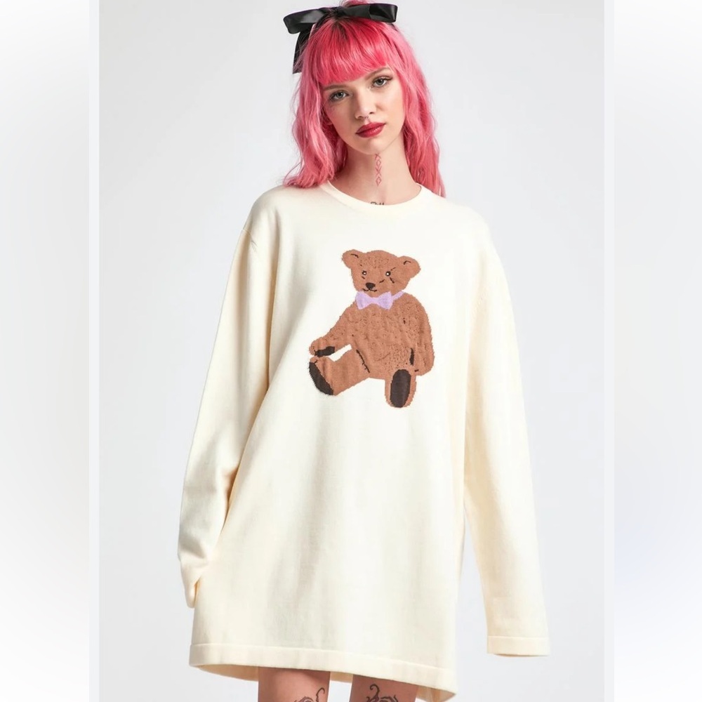 DOLLS KILL DELIA’S On Cloud Fine Oversized Intarsia Sweater Or Dress Size Large